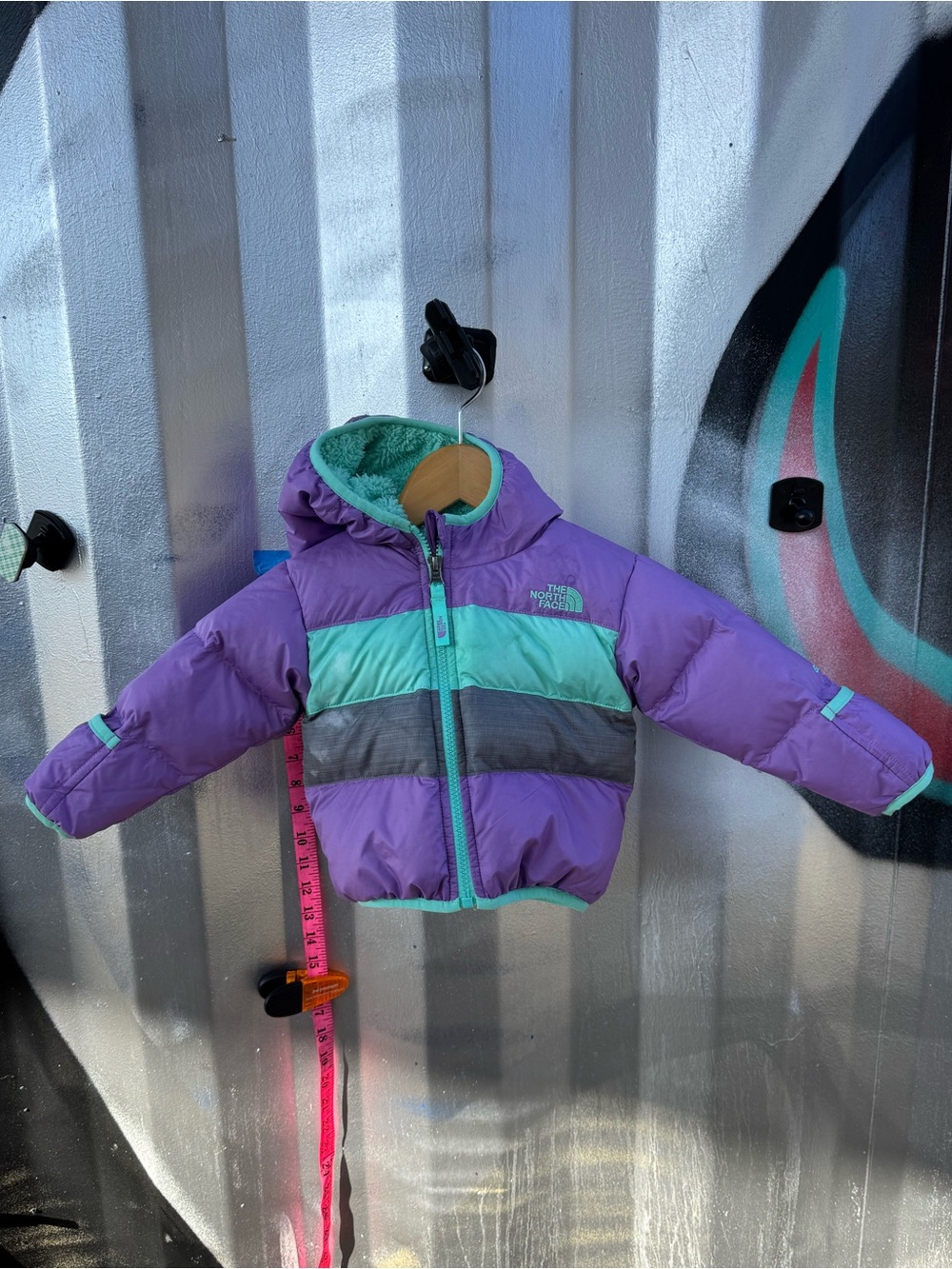 North Face Infant Moondoggy 2.0 Down Puffer Jacket Purple Teal 550 Fill